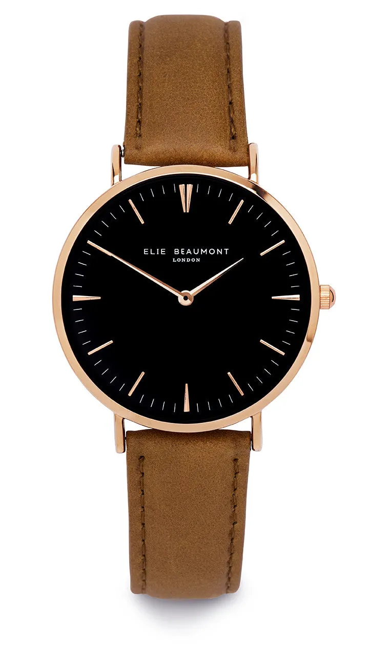 Elie Beaumont Oxford Large Ladies Watch - Mustard Nappa Leather