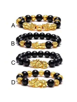 Feng Shui Black Obsidian Bracelets Set - Good Luck Amulet