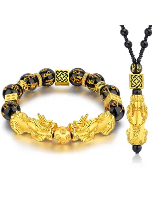 Feng Shui Pixiu Black Obsidian Bracelet/necklace