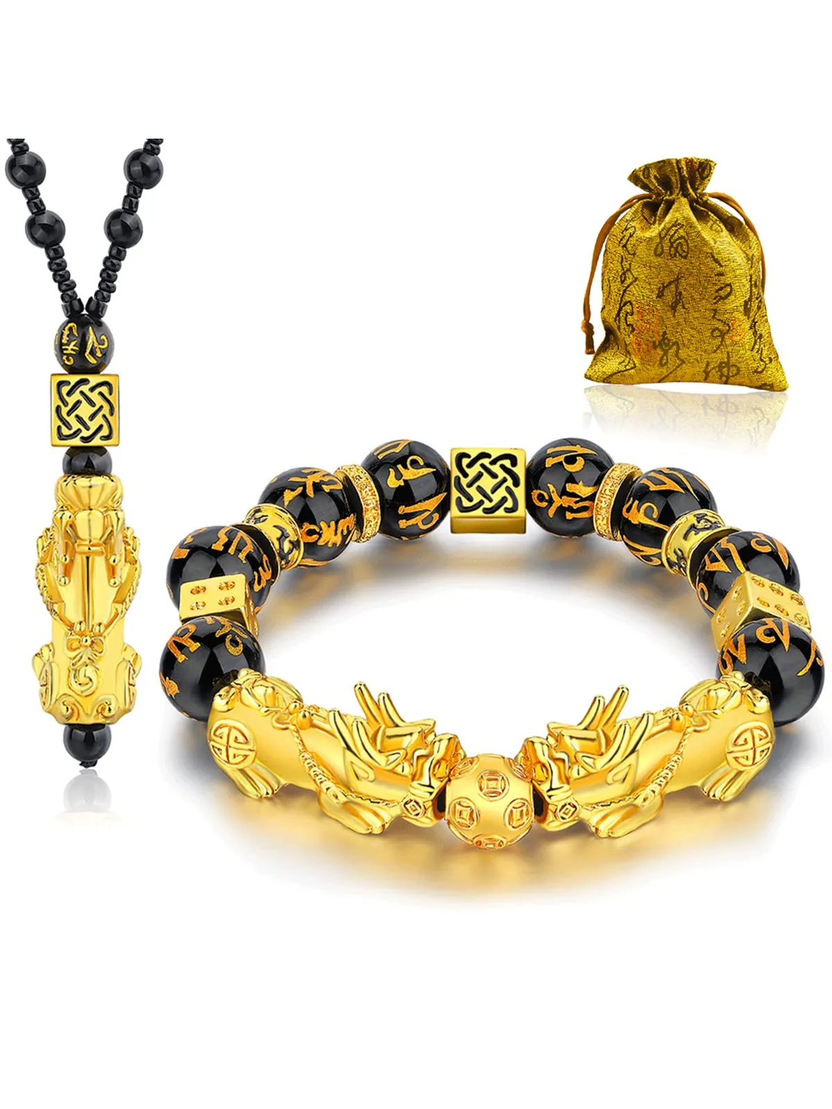 Feng Shui Pixiu Black Obsidian Bracelet/necklace