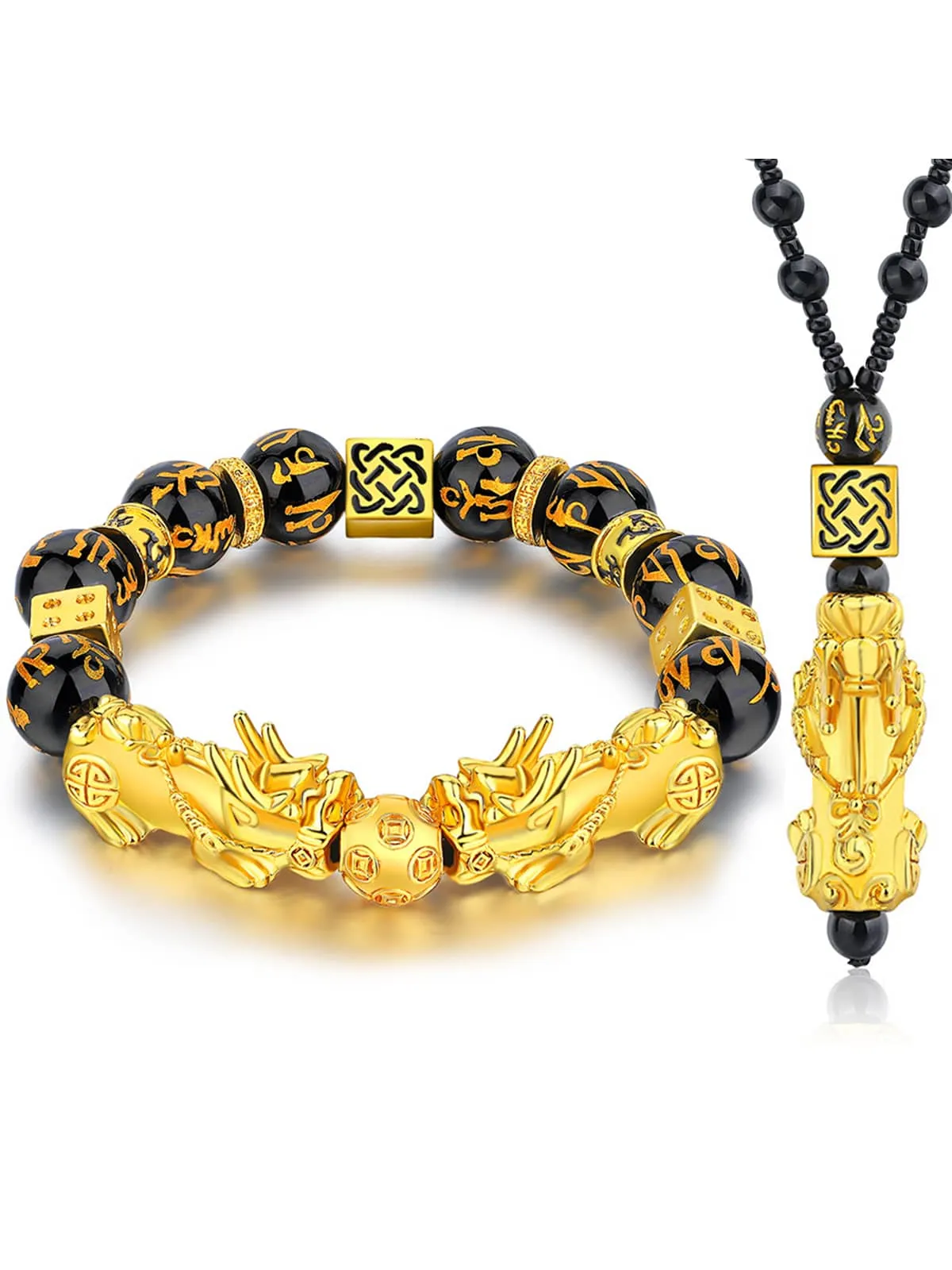 Feng Shui Pixiu Black Obsidian Bracelet/necklace