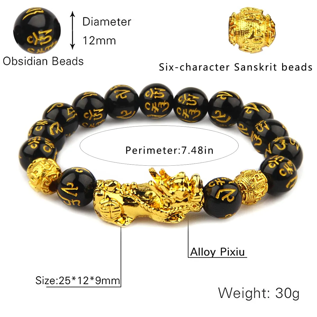 Feng Shui Pixiu Black Obsidian Bracelet/necklace