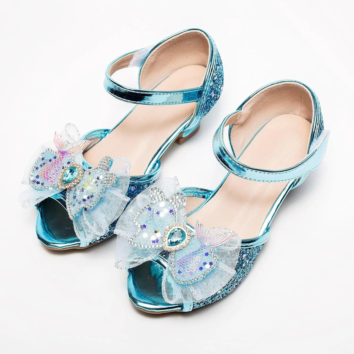 Flat Sandals Summer Shoes for Kids Big Kids Bowknot Princess Shoes For Little Girls Performance Sequined Dress High Heels Children's Fish Mouth Hollow Sandals