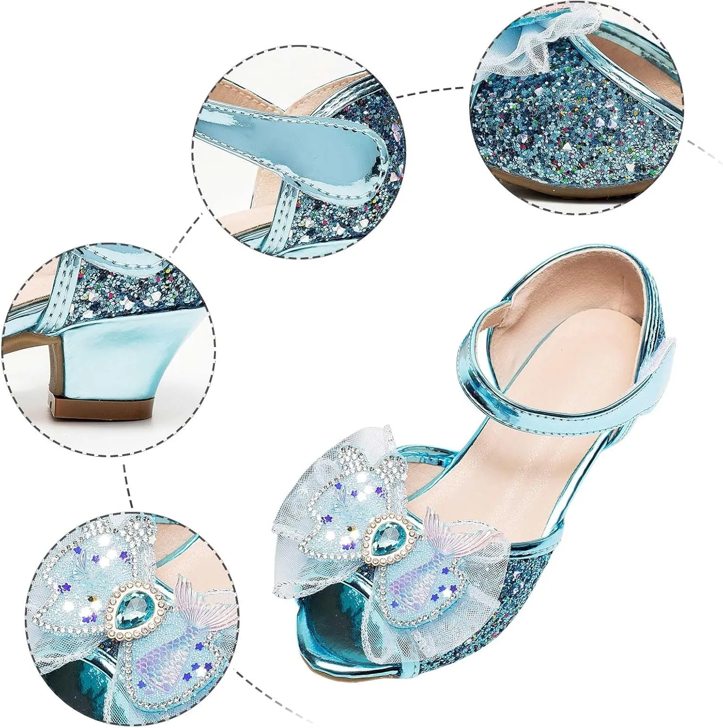 Flat Sandals Summer Shoes for Kids Big Kids Bowknot Princess Shoes For Little Girls Performance Sequined Dress High Heels Children's Fish Mouth Hollow Sandals