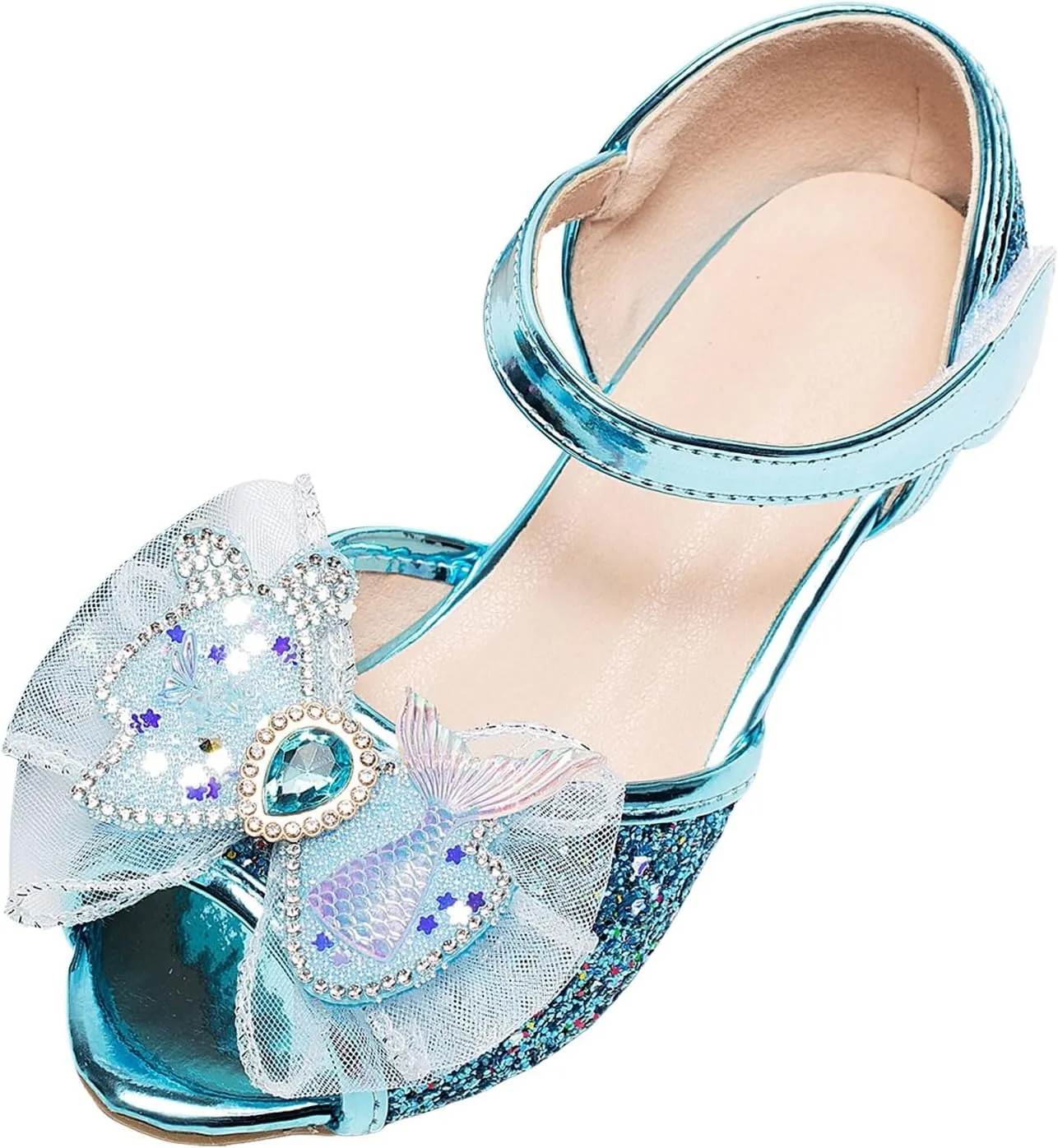 Flat Sandals Summer Shoes for Kids Big Kids Bowknot Princess Shoes For Little Girls Performance Sequined Dress High Heels Children's Fish Mouth Hollow Sandals