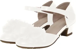 Girls Flower Sandal Girls High Heels Little Hollow Round Toe Thick Heels Silk Flower Princess Shoes Children's Dance Performance Shoes