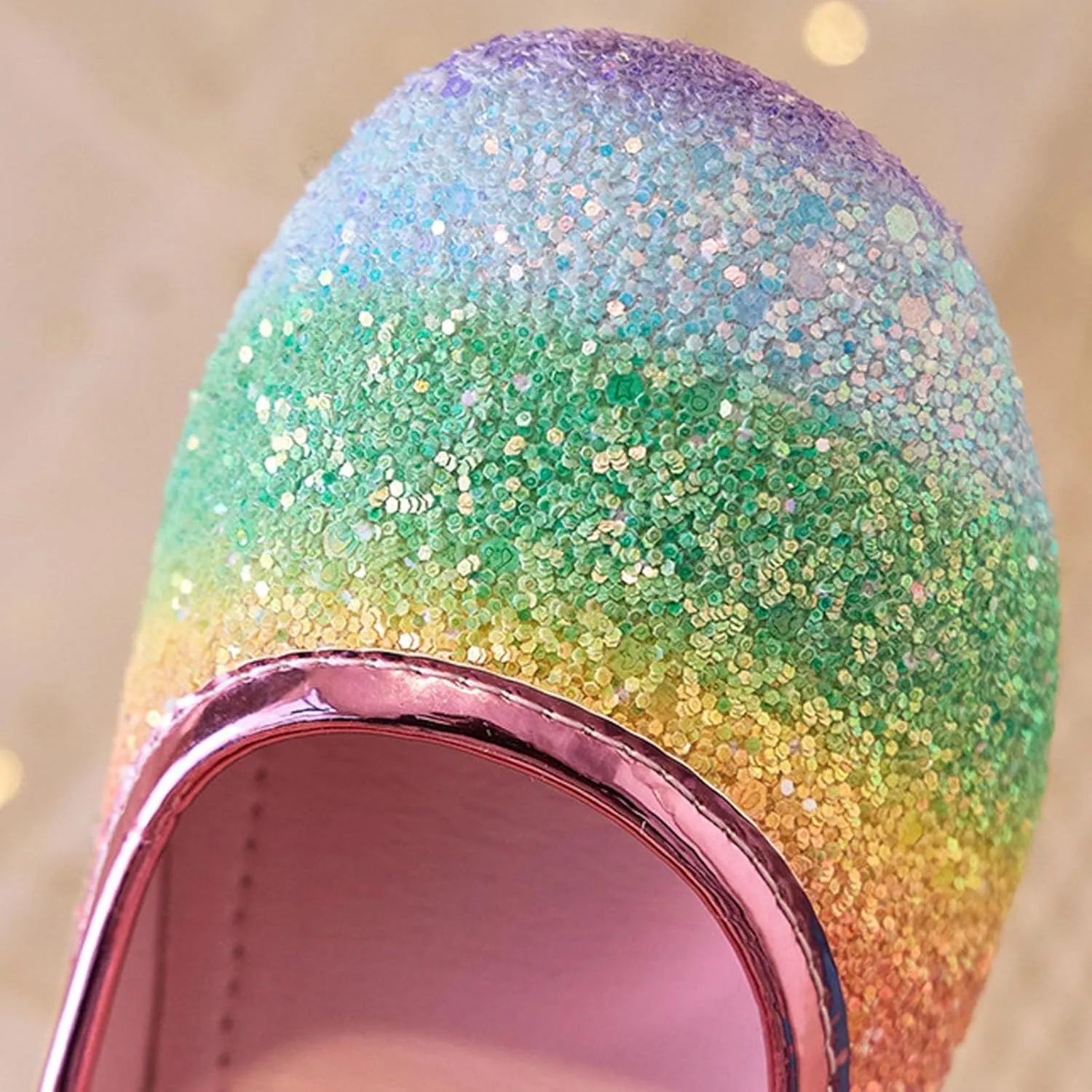 Girls Rainbow Soft Sole Shoes Performance Party Shoes Crystal Thick Heel Casual Sandals Kids Dress Kid Sandals Girl