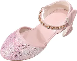 Girls Sandals High Heels Rhinestone Bow Model Show Crystal Shoes Girls White Sandals Little Girl Sandles