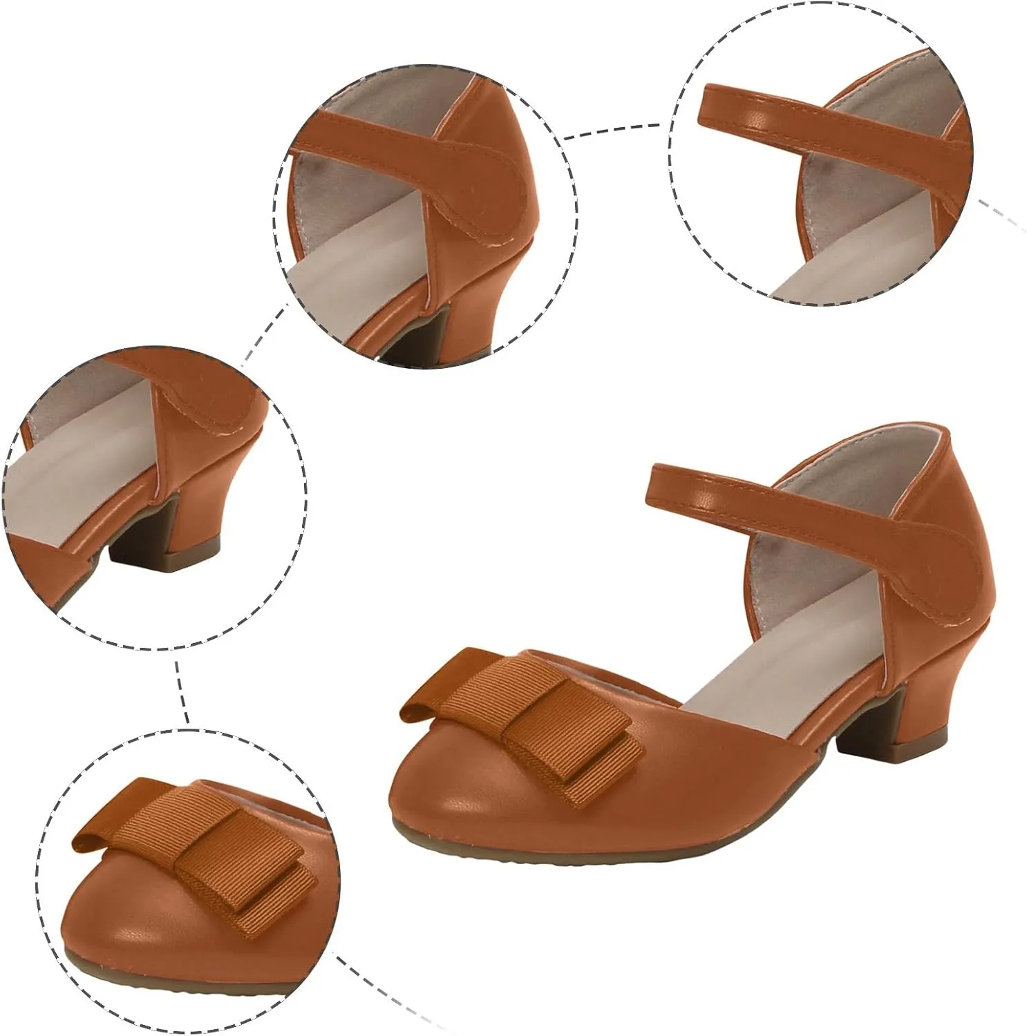 Girls Sandals Low Heel Girls Princess Shoes Little Hollow Bow Sandals Children's Dance Performance Dress High Heels