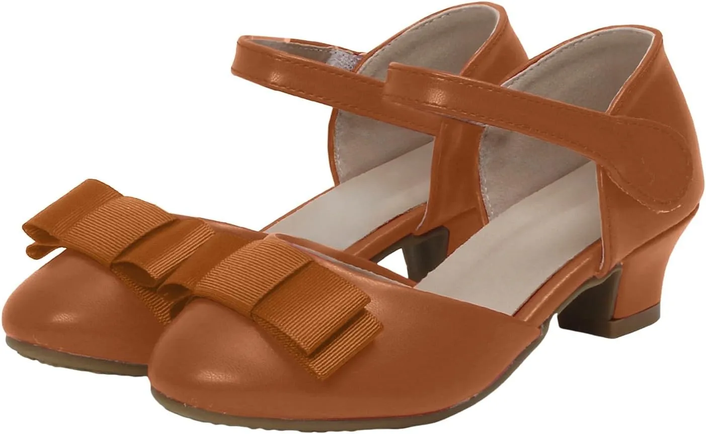 Girls Sandals Low Heel Girls Princess Shoes Little Hollow Bow Sandals Children's Dance Performance Dress High Heels