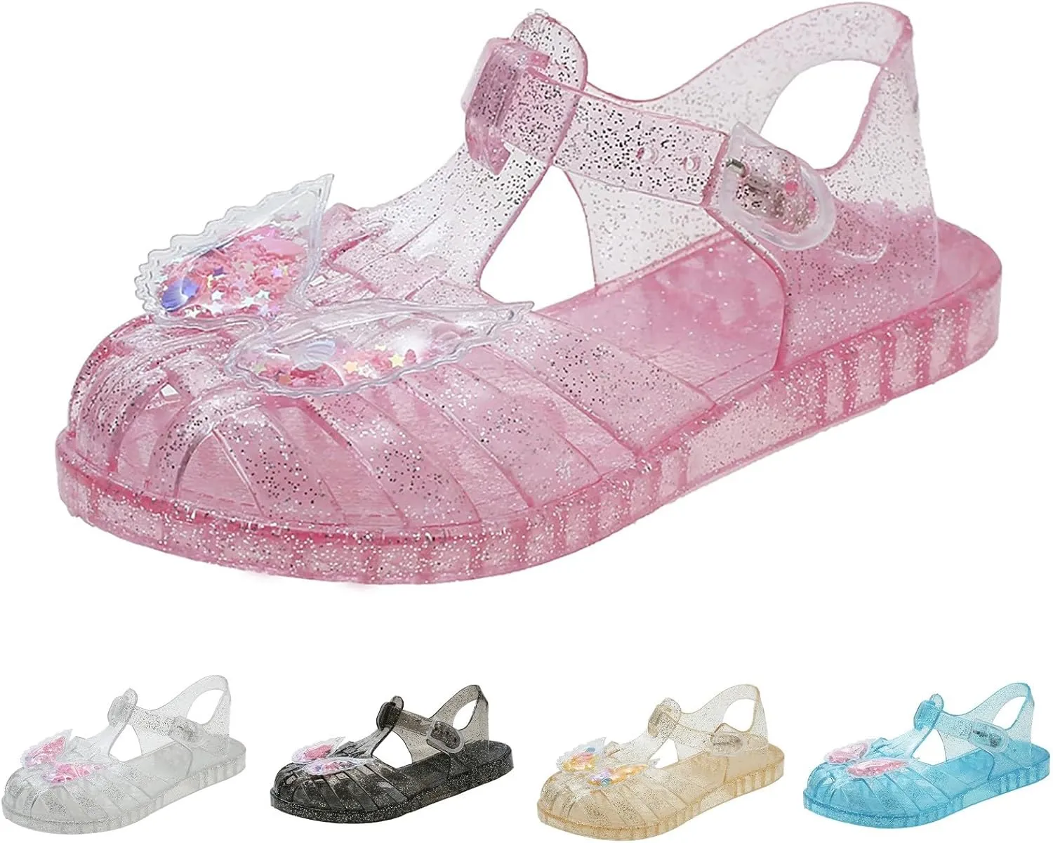 Girls Sandals Open Toe Crystal Jelly Shoes Flashing Butterfly Children Sandals Summer Baby Shoes Girls Trend