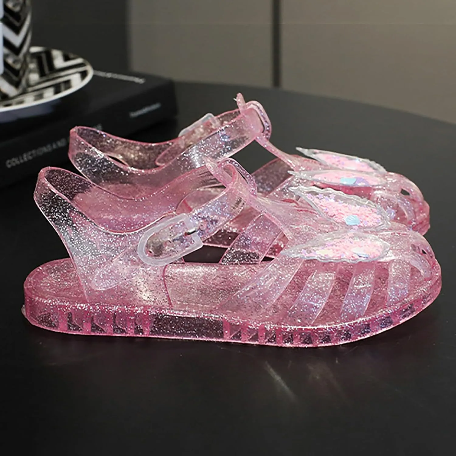 Girls Sandals Open Toe Crystal Jelly Shoes Flashing Butterfly Children Sandals Summer Baby Shoes Girls Trend