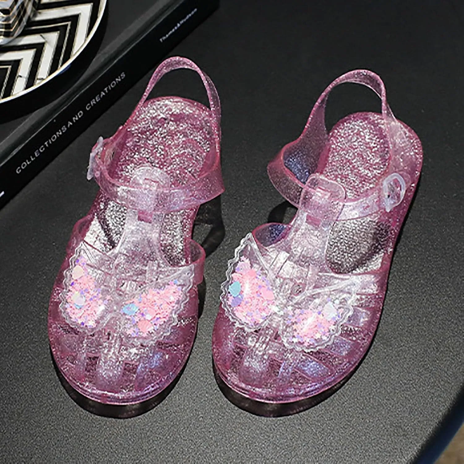 Girls Sandals Open Toe Crystal Jelly Shoes Flashing Butterfly Children Sandals Summer Baby Shoes Girls Trend