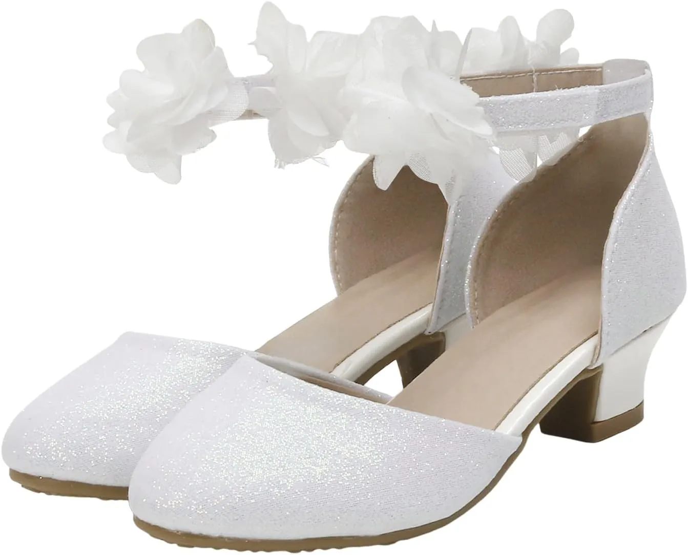 Girls Sandals Open Toe Girls Silk Flower Princess Shoes Little Girl Closed Toe Hollow High Heels Children Dance Performance Dress Shoes