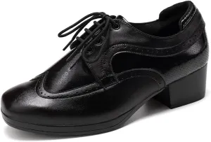 HIPPOSEUS Men's Patchwork Two Tone Ballroom Dance Shoes Lace up Business Formal Derby Shoes,Model KCBD