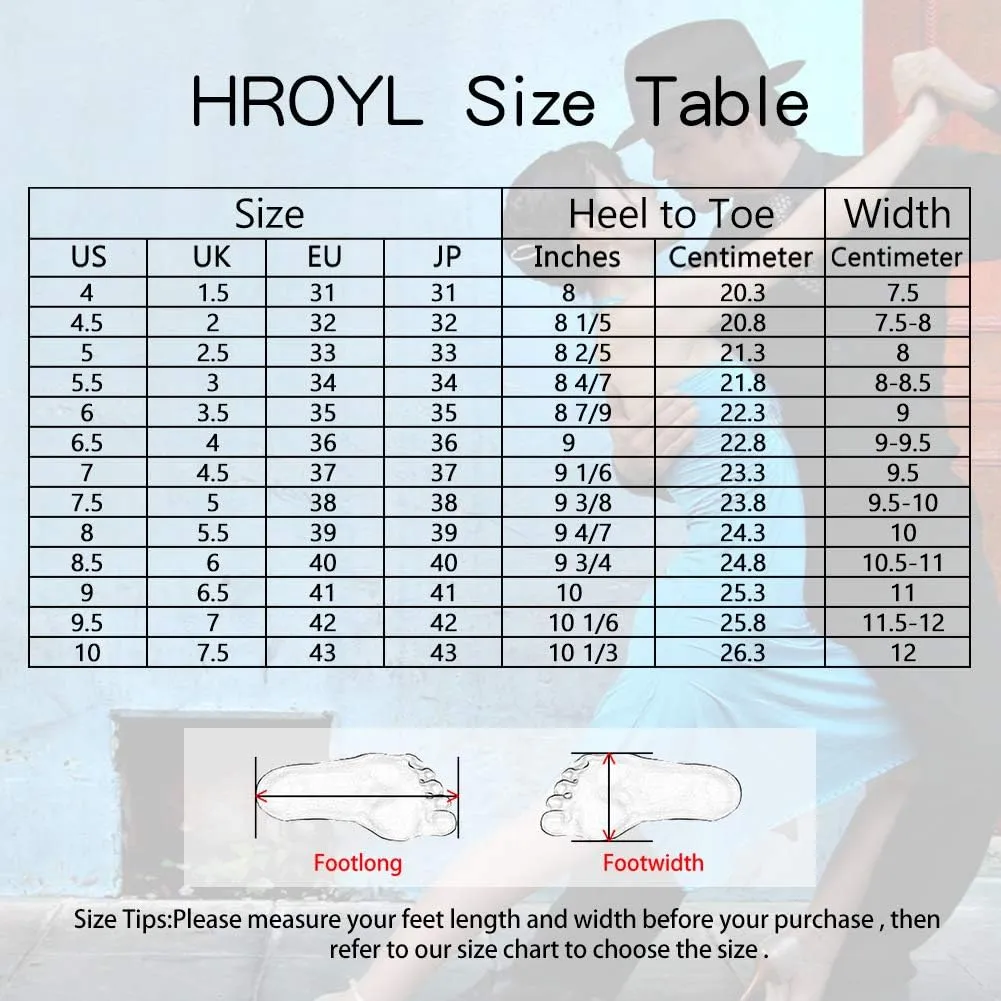 HROYL Women Rhinestone Latin Ballroom Dance Shoes Bachata Salsa Practice Performance Dance Shoes,YCL375