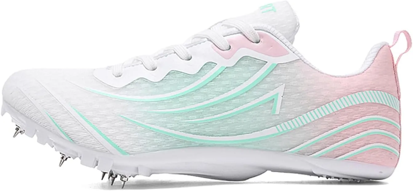 JiuQing Women's Track and Field Shoes 8 Spikes Running Sprint Sneakers Mesh Breathable Lightweight Running Racing Shoes