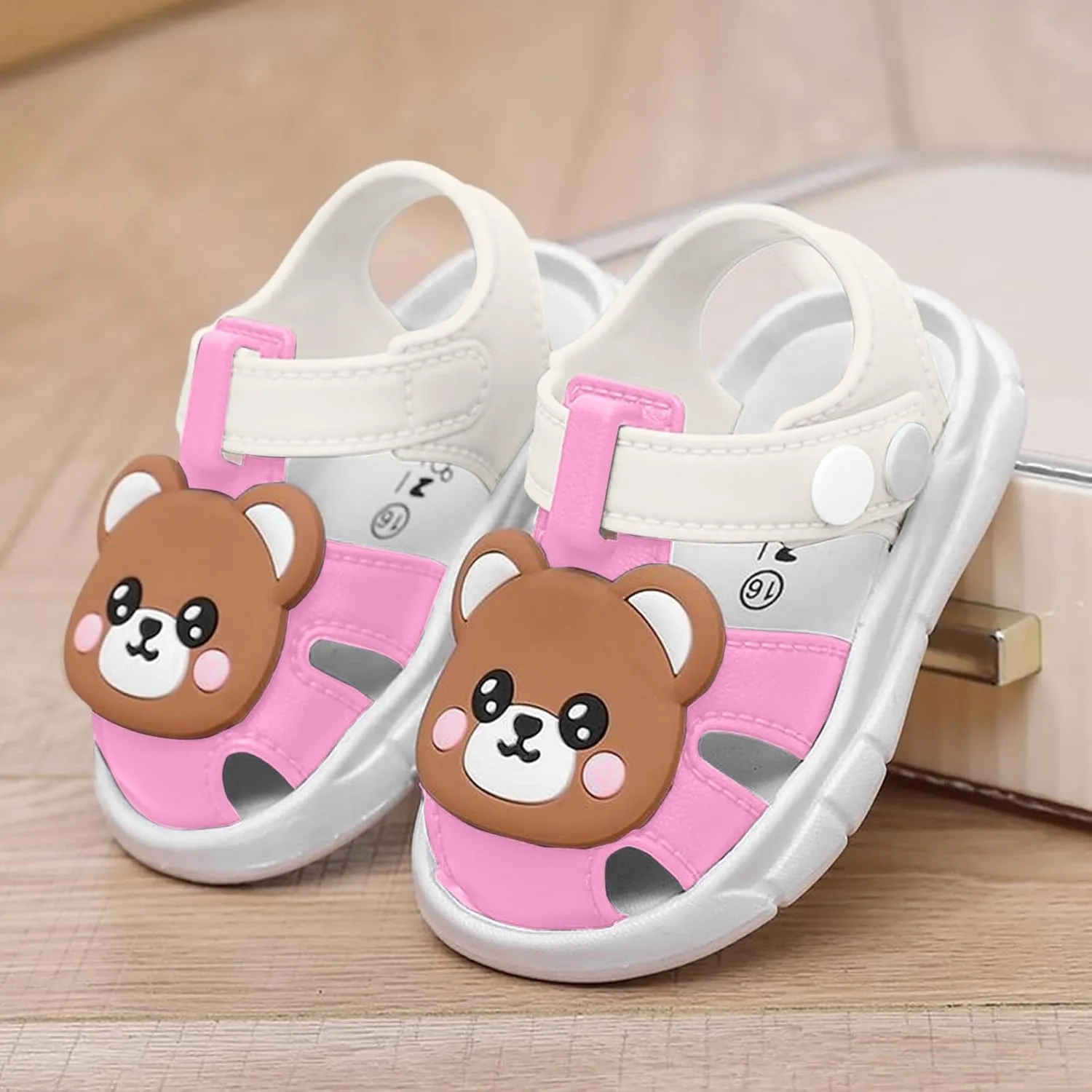 Leather Shoes Sandals for Girls Children's Casual Sandals For Infants And Young Children Closed Toe Toddler Shoes Soft Bottom Non Slip Girls Baby Cartoon Bear