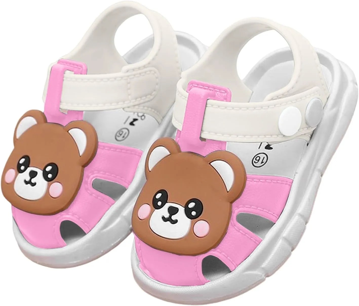 Leather Shoes Sandals for Girls Children's Casual Sandals For Infants And Young Children Closed Toe Toddler Shoes Soft Bottom Non Slip Girls Baby Cartoon Bear