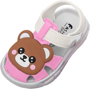 Leather Shoes Sandals for Girls Children's Casual Sandals For Infants And Young Children Closed Toe Toddler Shoes Soft Bottom Non Slip Girls Baby Cartoon Bear