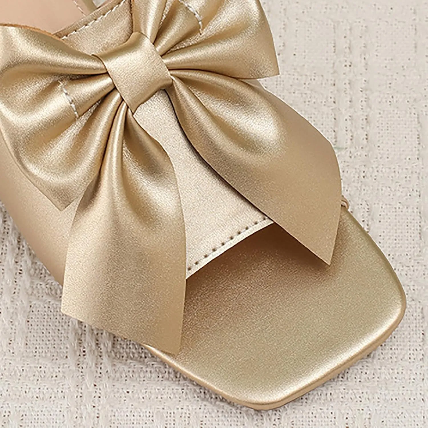 Leather Shoes Sandals for Girls Children's Sandals Hollow Flat Border Bow Elastic