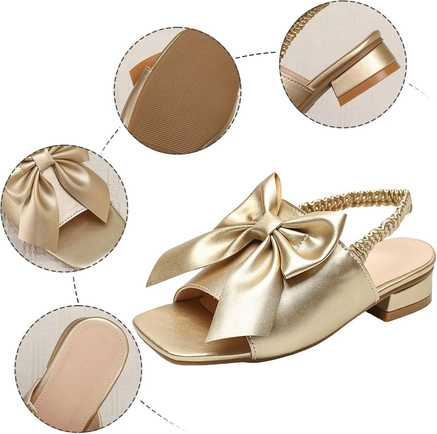 Leather Shoes Sandals for Girls Children's Sandals Hollow Flat Border Bow Elastic