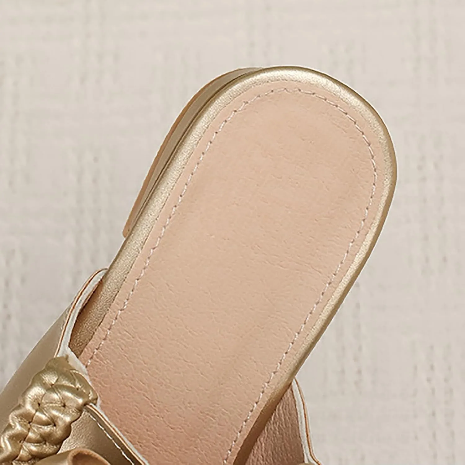 Leather Shoes Sandals for Girls Children's Sandals Hollow Flat Border Bow Elastic