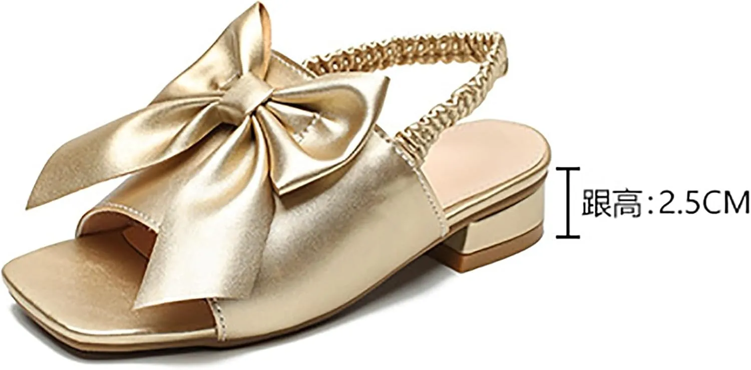 Leather Shoes Sandals for Girls Children's Sandals Hollow Flat Border Bow Elastic