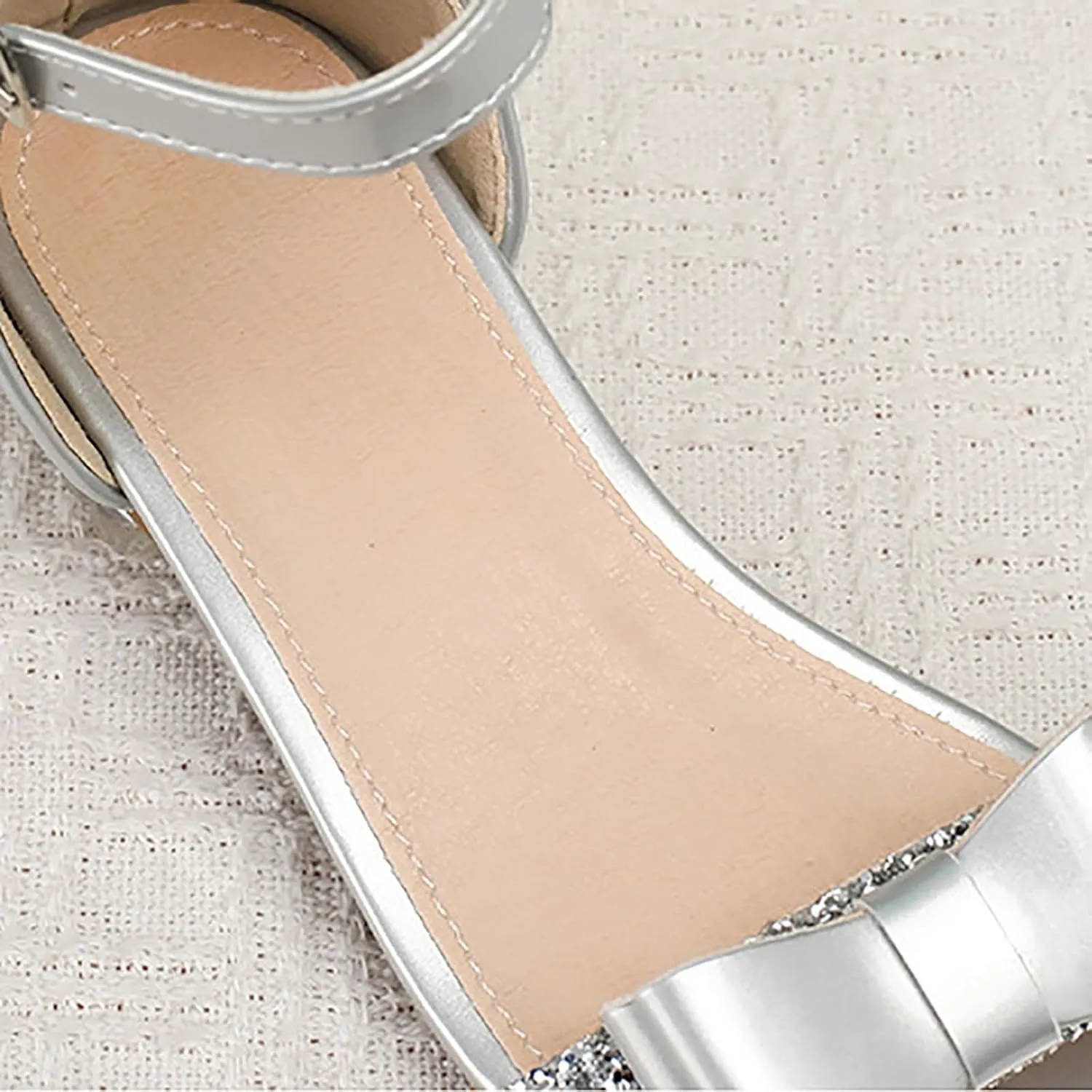 Low Heels Open Toe Princess Sandal Girls Shoes Princess Shoes Summer New Girls Silver High Heels Students Large And Medium Children Crystal Sandals High Top