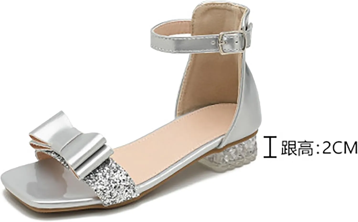 Low Heels Open Toe Princess Sandal Girls Shoes Princess Shoes Summer New Girls Silver High Heels Students Large And Medium Children Crystal Sandals High Top