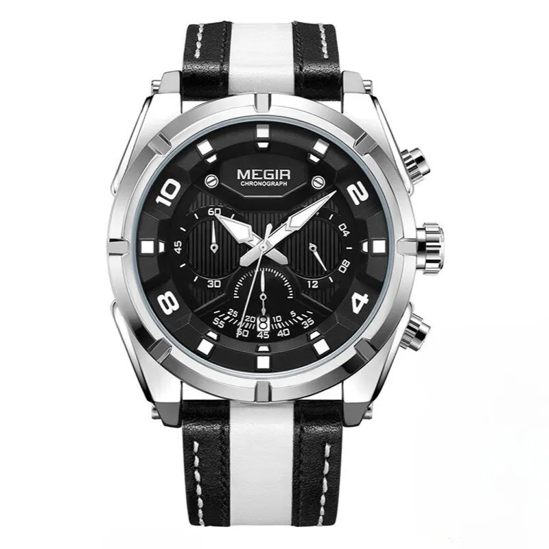 Luxury Military Sports Chronograph Watch in Leather