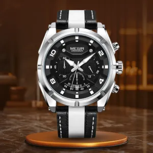 Luxury Military Sports Chronograph Watch in Leather