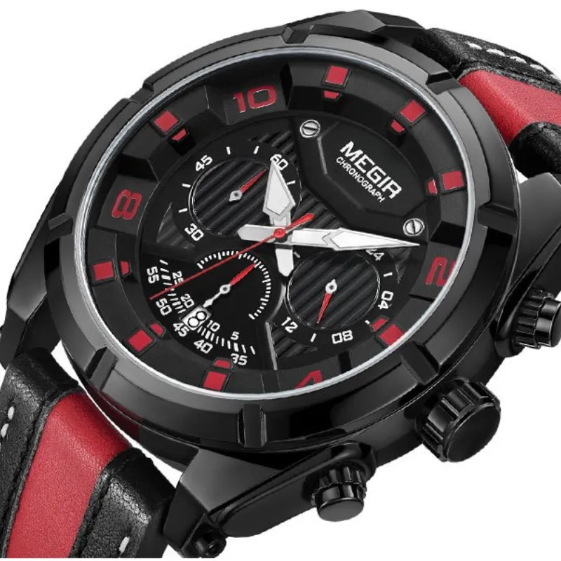 Luxury Military Sports Chronograph Watch in Leather