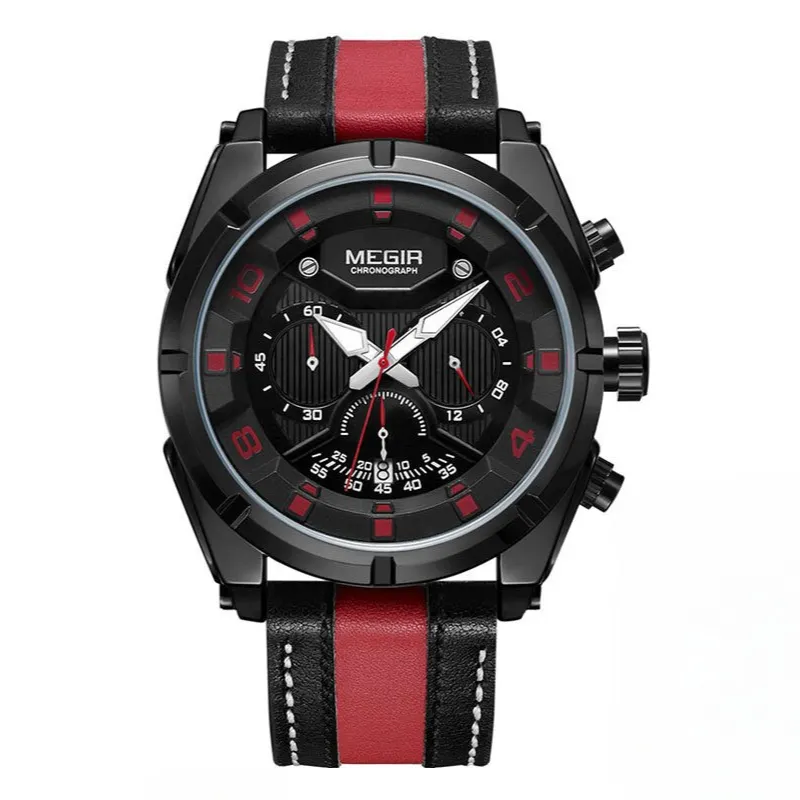 Luxury Military Sports Chronograph Watch in Leather