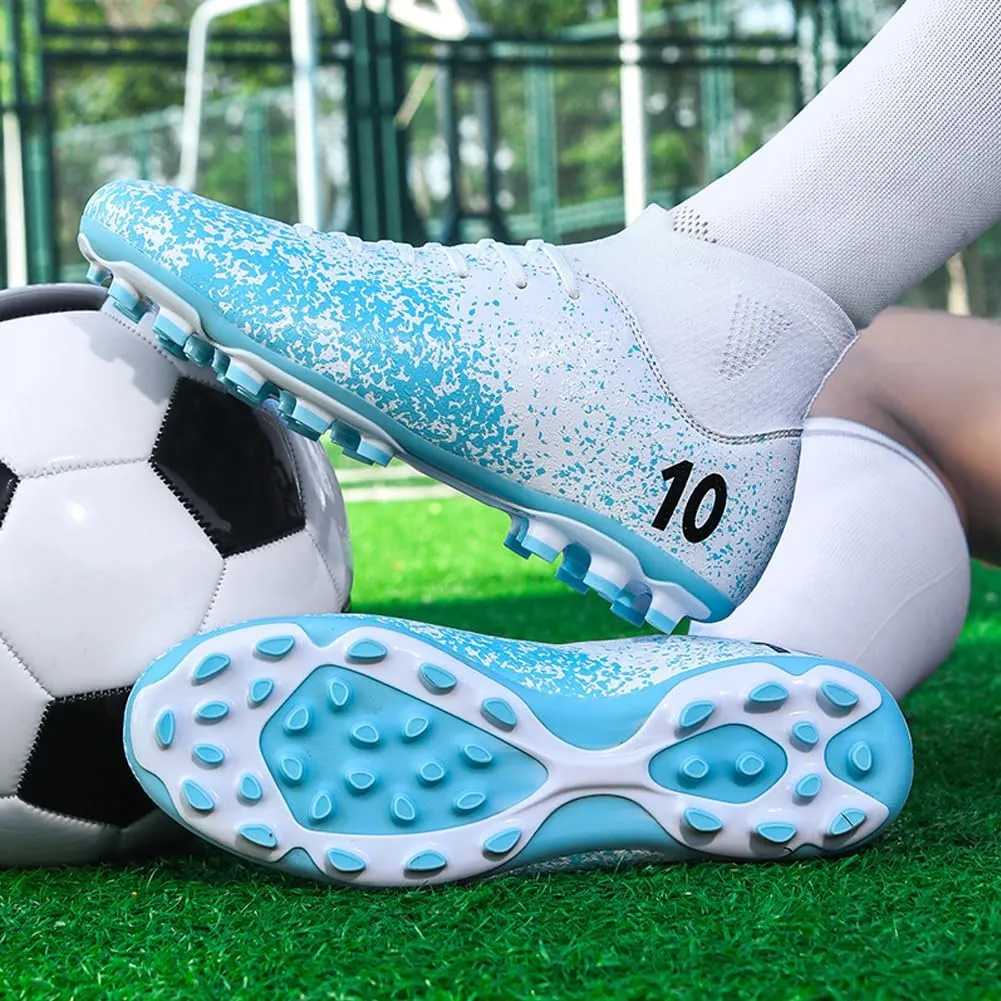 Men's High-Top Cleats Soccer for Football Training - Lightweight Turf Shoes for School - Futsal Shoes for Soccer Game
