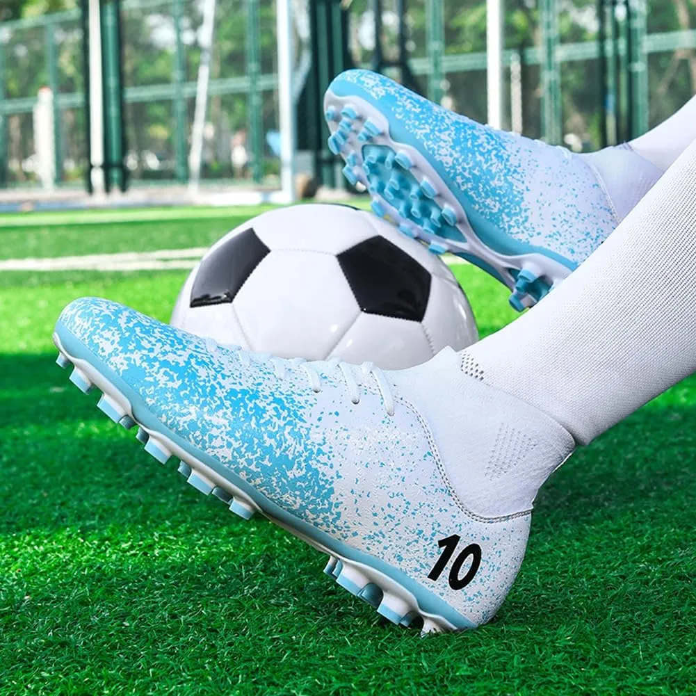 Men's High-Top Cleats Soccer for Football Training - Lightweight Turf Shoes for School - Futsal Shoes for Soccer Game