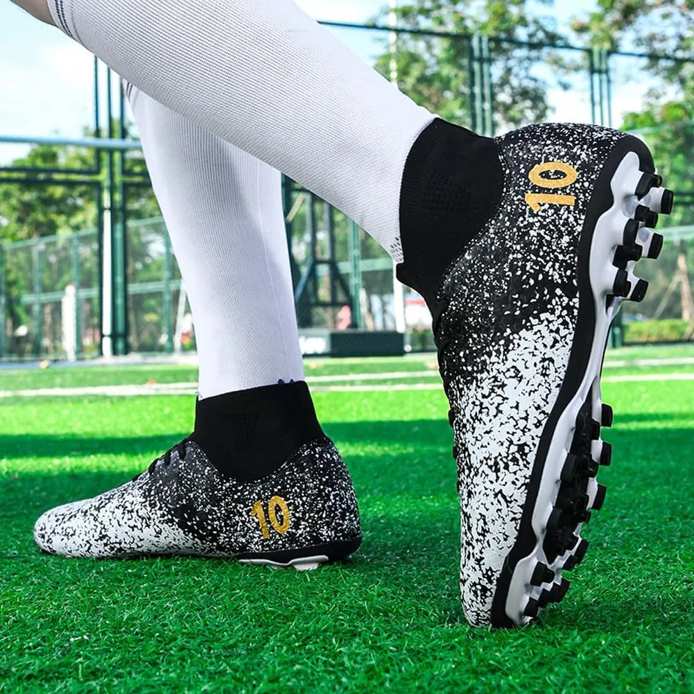 Men's High-Top Cleats Soccer for Football Training - Lightweight Turf Shoes for School - Futsal Shoes for Soccer Game