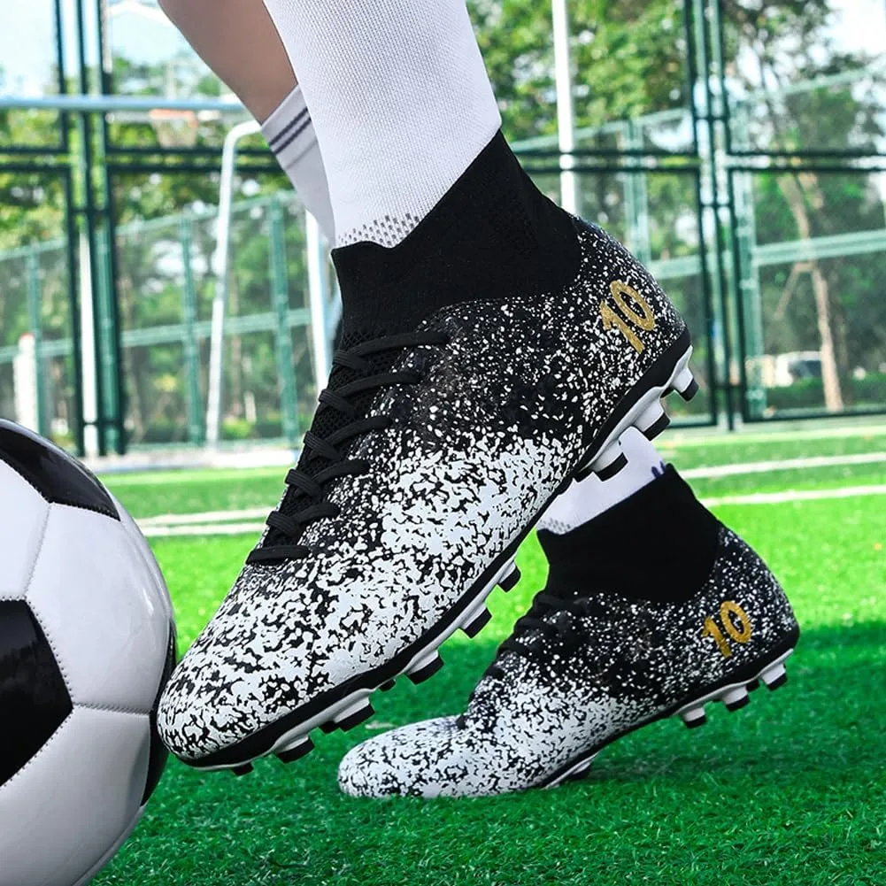 Men's High-Top Cleats Soccer for Football Training - Lightweight Turf Shoes for School - Futsal Shoes for Soccer Game