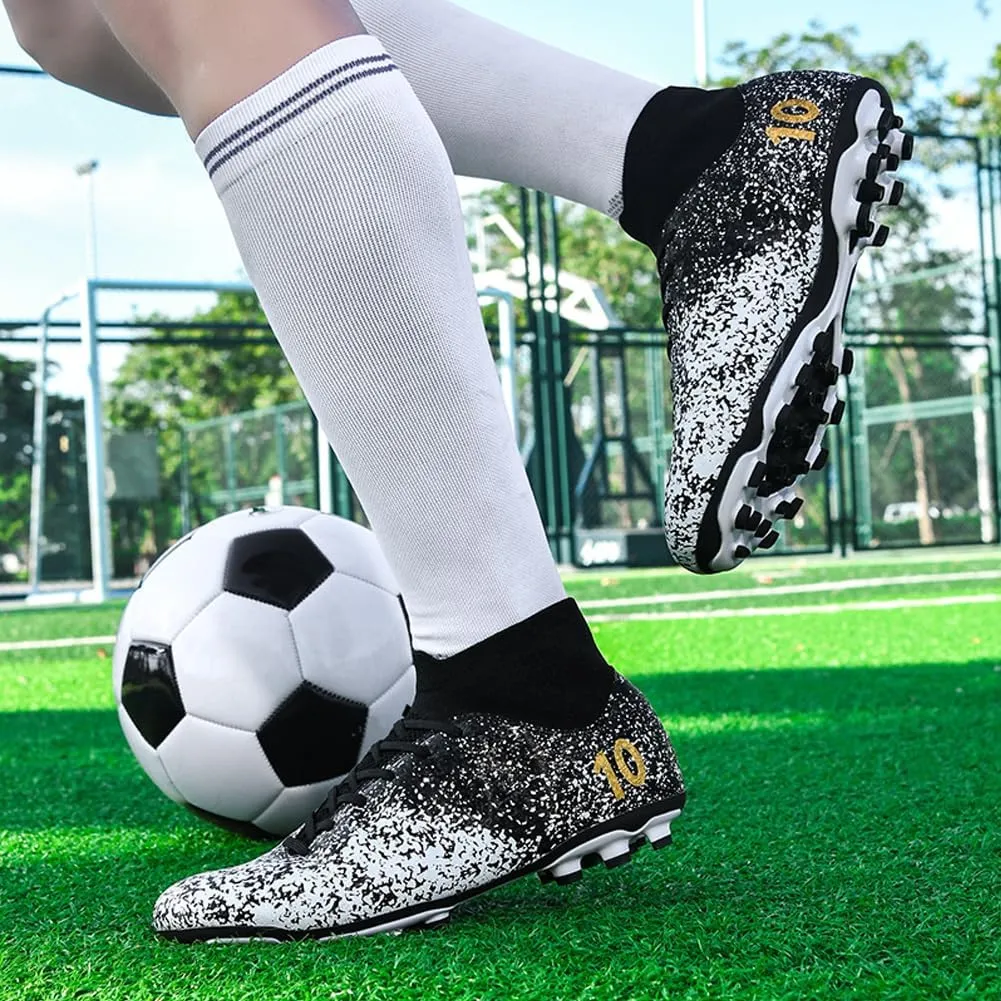 Men's High-Top Cleats Soccer for Football Training - Lightweight Turf Shoes for School - Futsal Shoes for Soccer Game