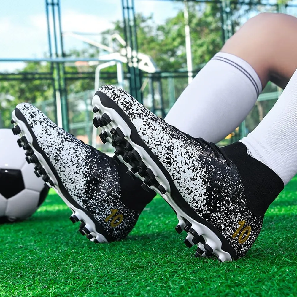 Men's High-Top Cleats Soccer for Football Training - Lightweight Turf Shoes for School - Futsal Shoes for Soccer Game