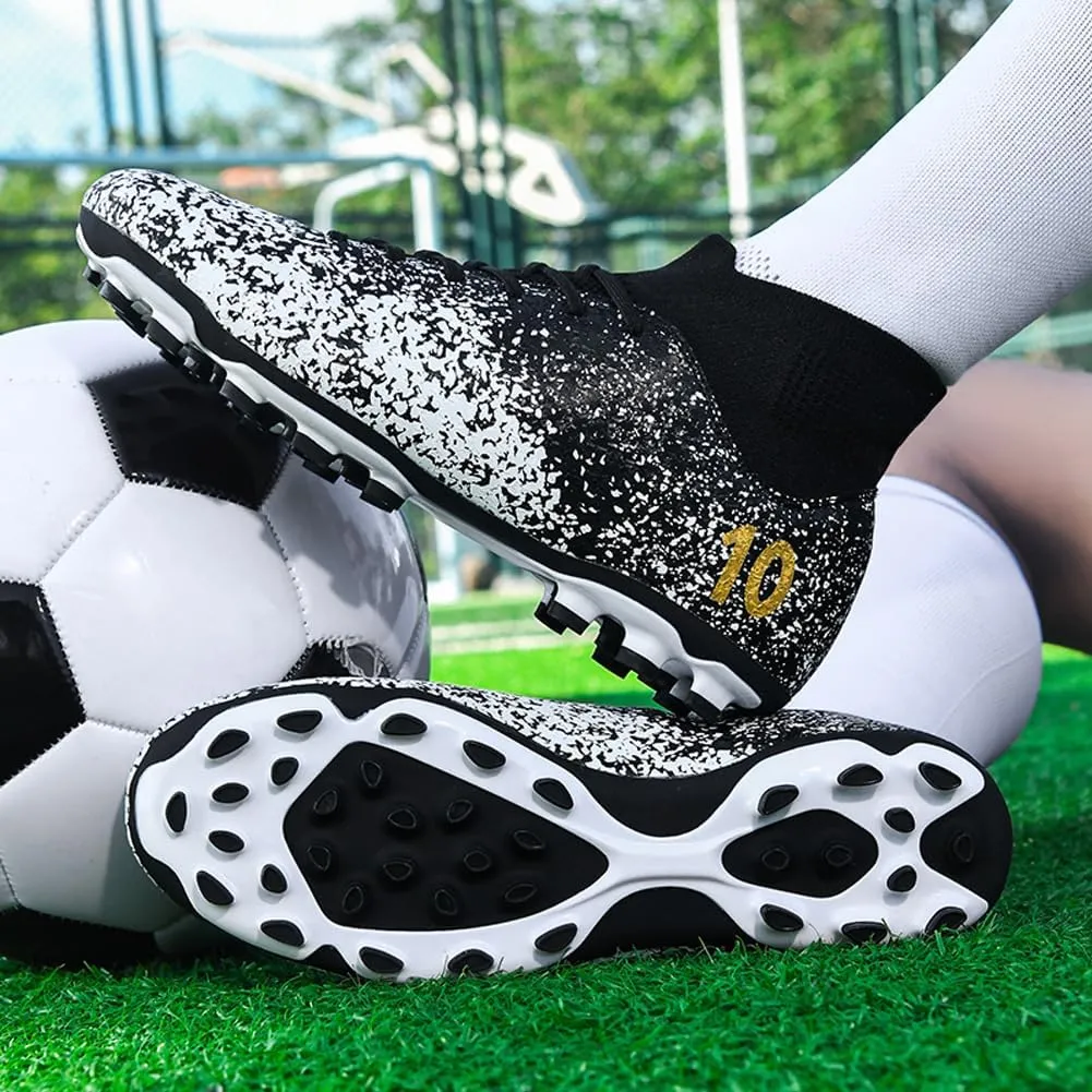 Men's High-Top Cleats Soccer for Football Training - Lightweight Turf Shoes for School - Futsal Shoes for Soccer Game