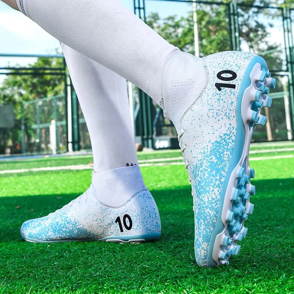 Men's High-Top Cleats Soccer for Football Training - Lightweight Turf Shoes for School - Futsal Shoes for Soccer Game