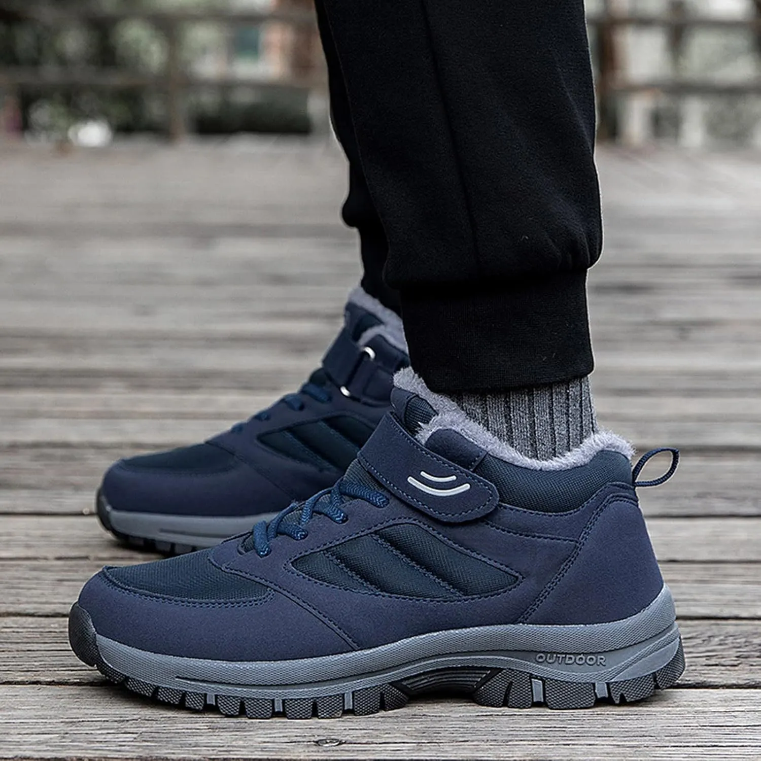 Men's Sneakers Couple Models Men's Middle and Elderly High Top Plus Velvet Thickening Non Slip Wear Comfortable Cotton