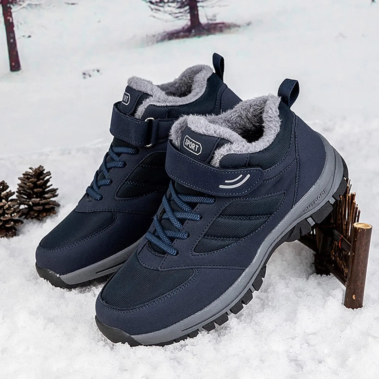 Men's Sneakers Couple Models Men's Middle and Elderly High Top Plus Velvet Thickening Non Slip Wear Comfortable Cotton