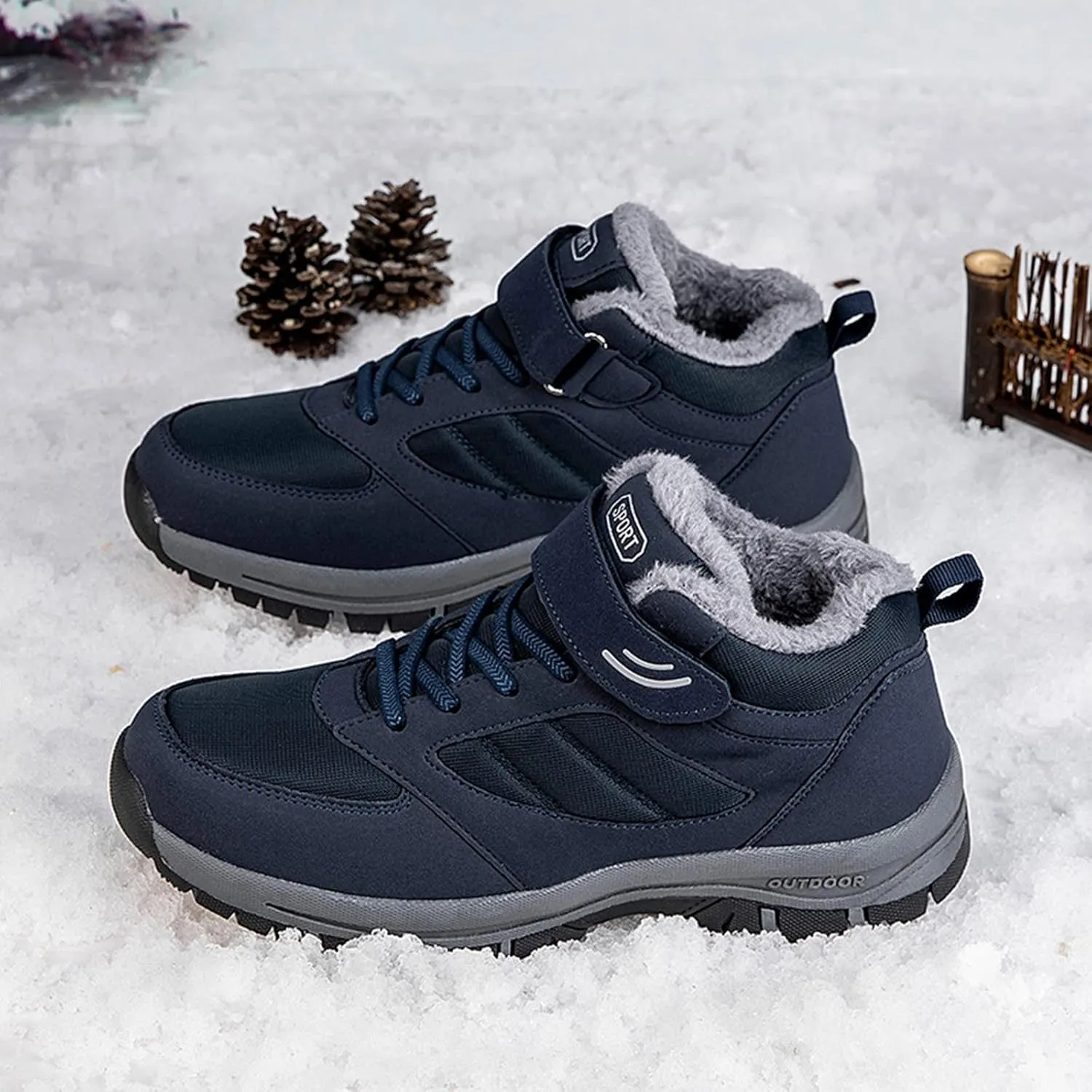 Men's Sneakers Couple Models Men's Middle and Elderly High Top Plus Velvet Thickening Non Slip Wear Comfortable Cotton