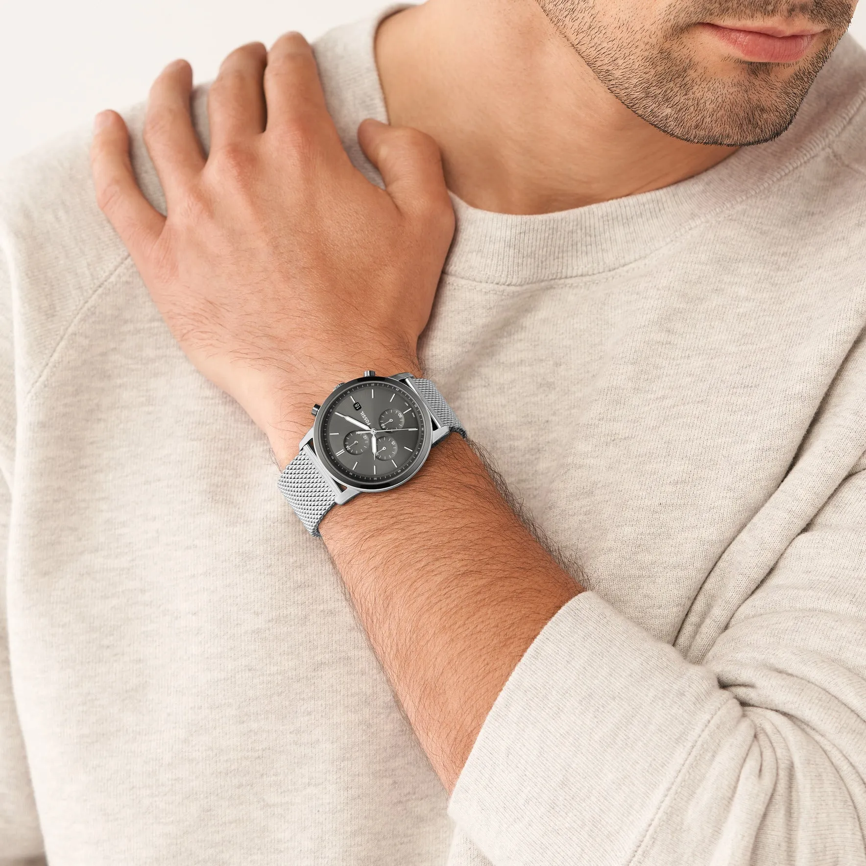 Minimalist Chronograph Stainless Steel Mesh Watch