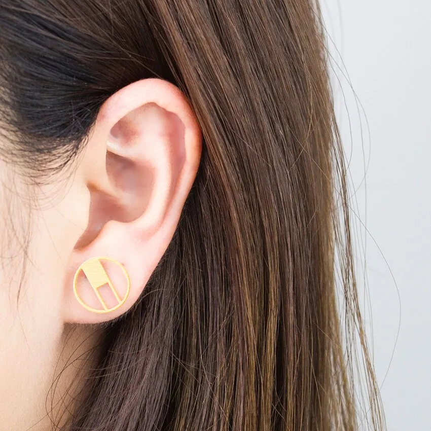Minimalist Geometric CZ Square Circle Stud