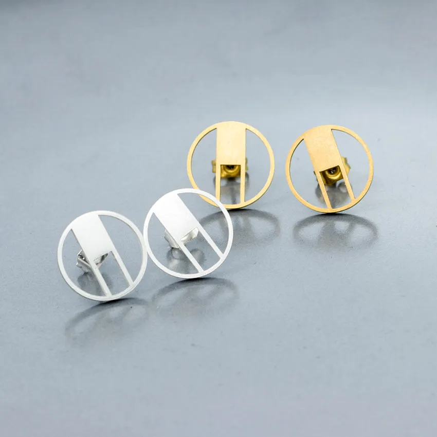 Minimalist Geometric CZ Square Circle Stud