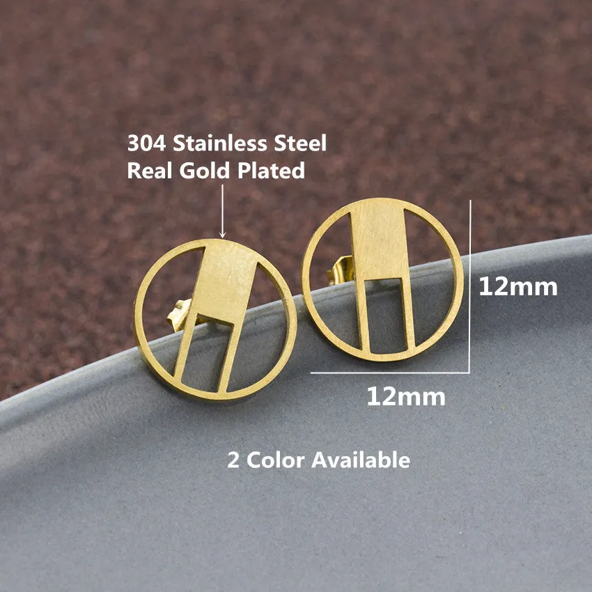Minimalist Geometric CZ Square Circle Stud