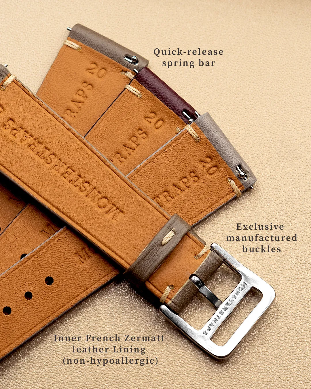Minimalist Side Stitch Strap (Mahogany)
